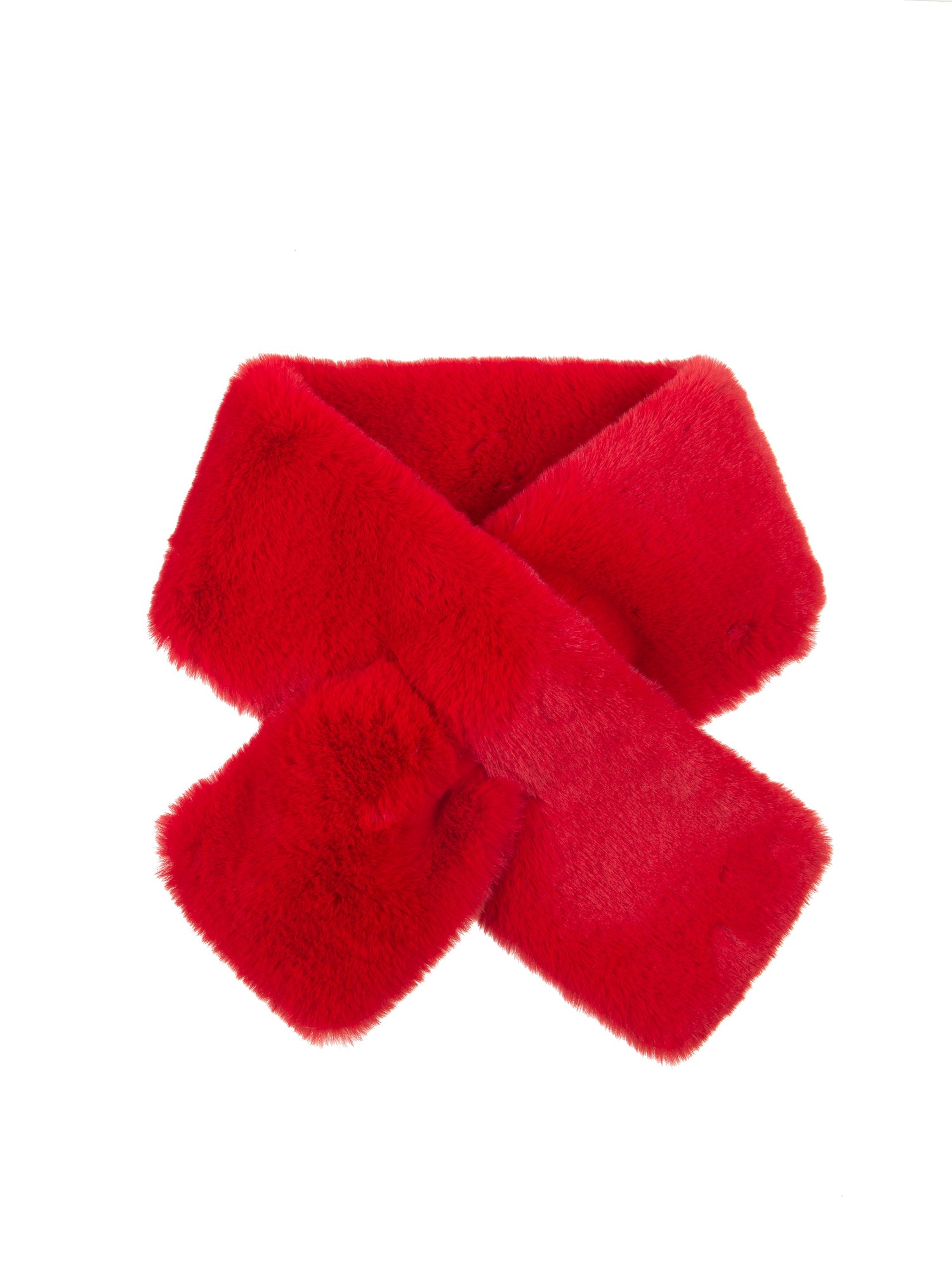 Faux Fur Scarf in Red