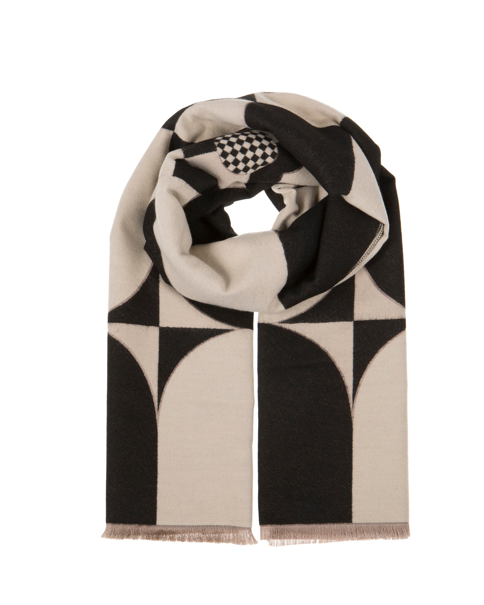 Geometric Flower Scarf in Black