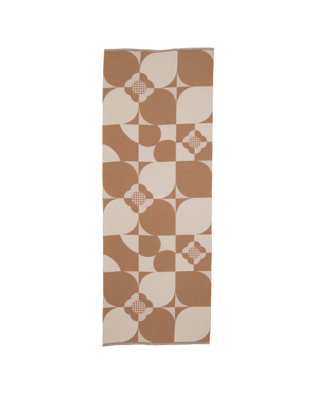Geometric Flower Scarf in Beige