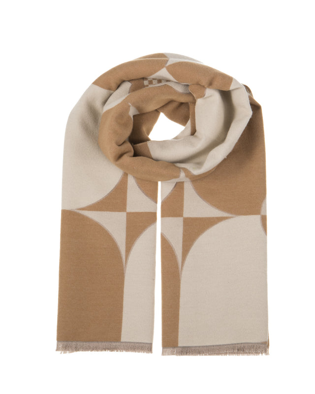 Geometric Flower Scarf in Beige