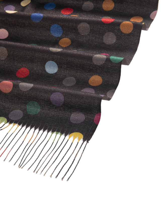 Multi Colored Polka Dot Scarf in Black