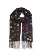 Load image into Gallery viewer, Multi Colored Polka Dot Scarf in Black
