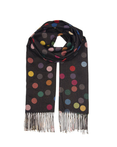 Multi Colored Polka Dot Scarf in Black