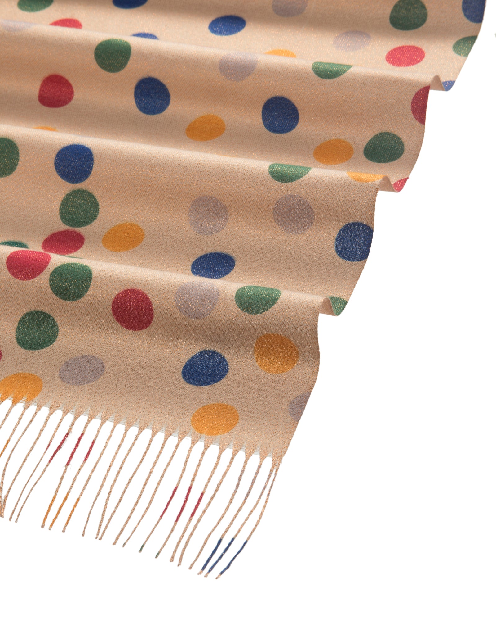Multi Colored Polka Dot Scarf in Beige