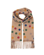 Load image into Gallery viewer, Multi Colored Polka Dot Scarf in Beige
