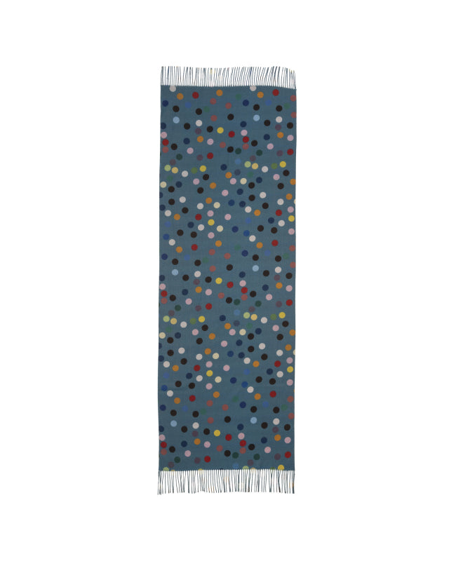 Multi Colored Polka Dot Scarf in Ottanio Blue