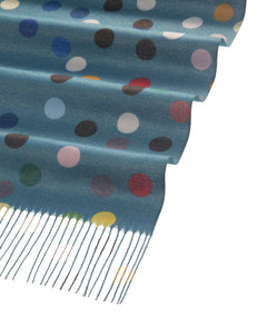 Multi Colored Polka Dot Scarf in Ottanio Blue