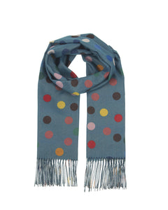 Multi Colored Polka Dot Scarf in Ottanio Blue