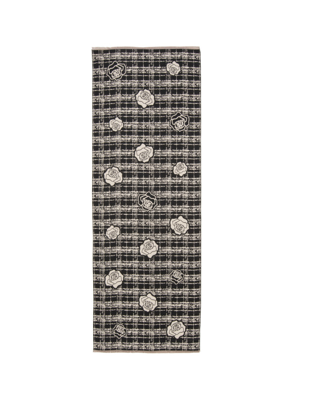 Plaid Rose Scarf in Black