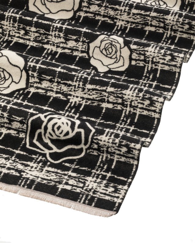 Plaid Rose Scarf in Black