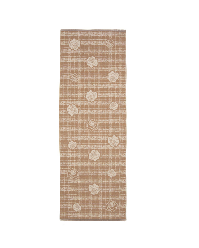 Plaid Rose Scarf in Beige