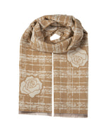 Load image into Gallery viewer, Plaid Rose Scarf in Beige
