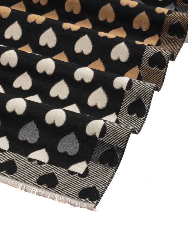 Hearts Scarf in Black