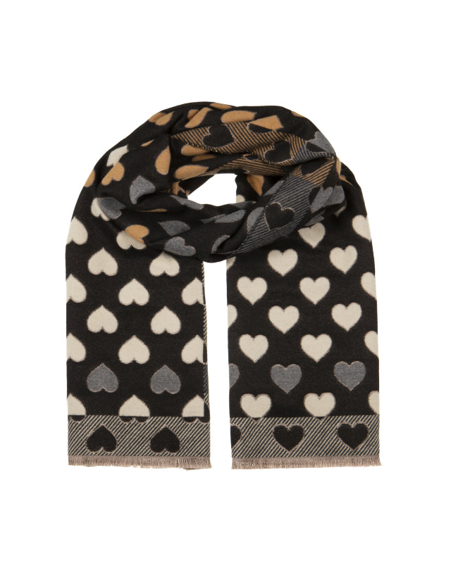 Hearts Scarf in Black