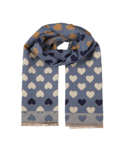 Hearts Scarf in Blue