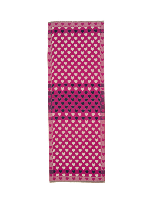 Hearts Scarf in Fuchsia