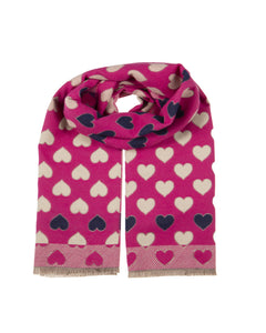 Hearts Scarf in Fuchsia