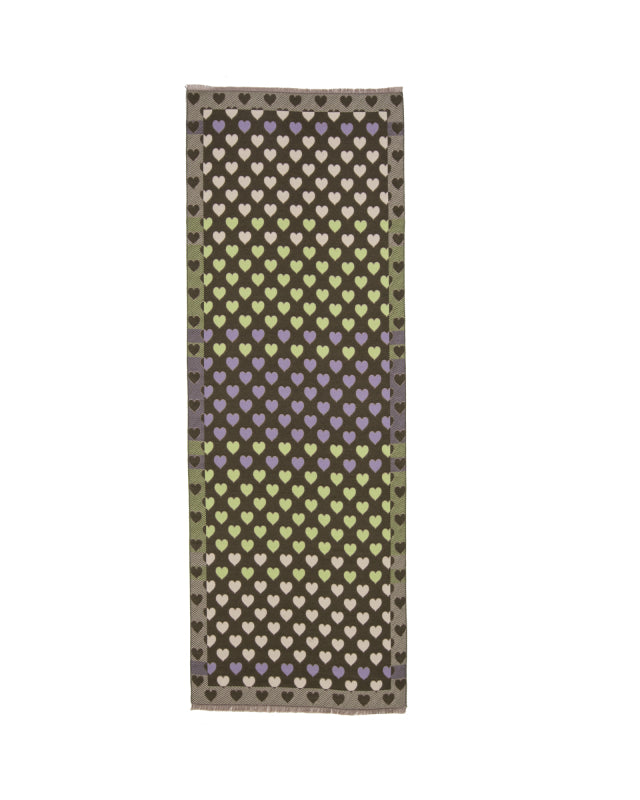 Hearts Scarf in Military Green