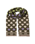 Load image into Gallery viewer, Hearts Scarf in Military Green
