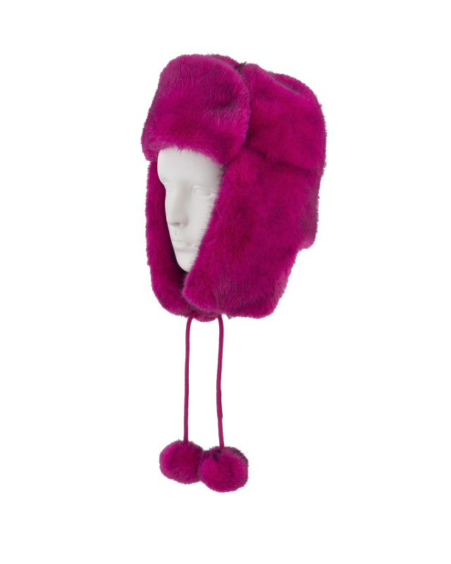 Faux Fur Trapper Hat in Fuchsia