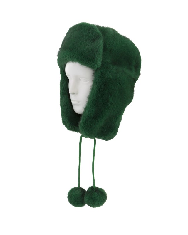 Faux Fur Trapper Hat in Green