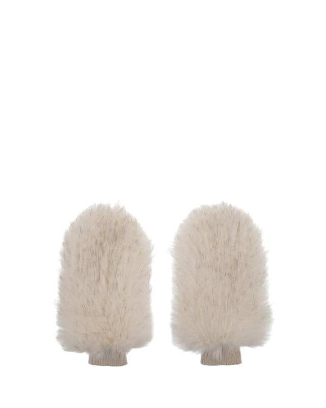 Faux Fur Mittens in Panna