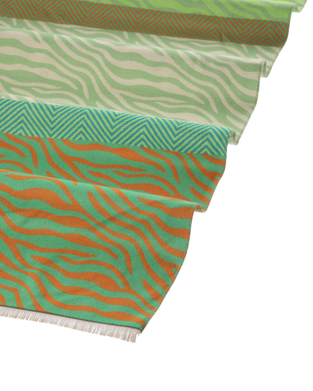 Zebra Print Colorblock Scarf in Green