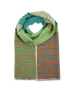 Load image into Gallery viewer, Zebra Print Colorblock Scarf in Green
