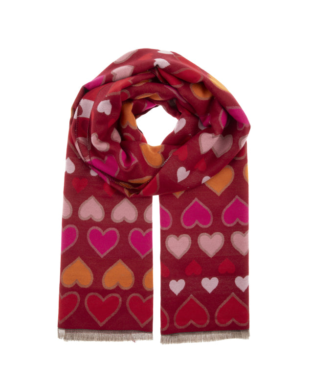 Heart Scarf in Burgundy