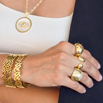 Load image into Gallery viewer, Gold Plated Multicolor CZ Dome Ring
