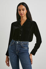 Load image into Gallery viewer, Andrea Top in Black Velvet
