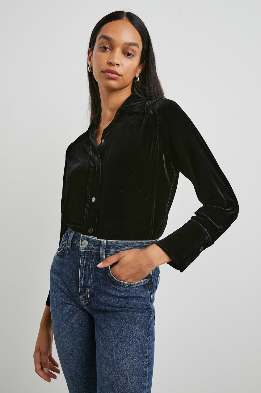 Andrea Top in Black Velvet