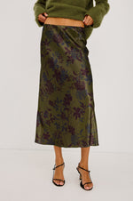 Load image into Gallery viewer, Anya Skirt in Olive Dahlia
