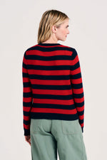 Load image into Gallery viewer, Stripe Crew Cashmere Sweater in Red and Navy
