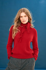 Load image into Gallery viewer, Distressed Triangle Cashmere Scarf in Burgundy
