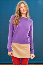 Load image into Gallery viewer, Cashmere Crop Crew Sweater in Misty Purple
