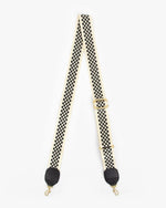 Load image into Gallery viewer, Adjustable Crossbody Strap in Black/Cream Checker w/ Black Tabs
