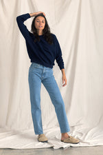 Load image into Gallery viewer, Allman Military Thermal Quilted Crewneck Sweatshirt in Navy
