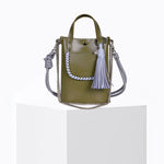 Load image into Gallery viewer, Ame Calf Leather Bag in Kaki Air
