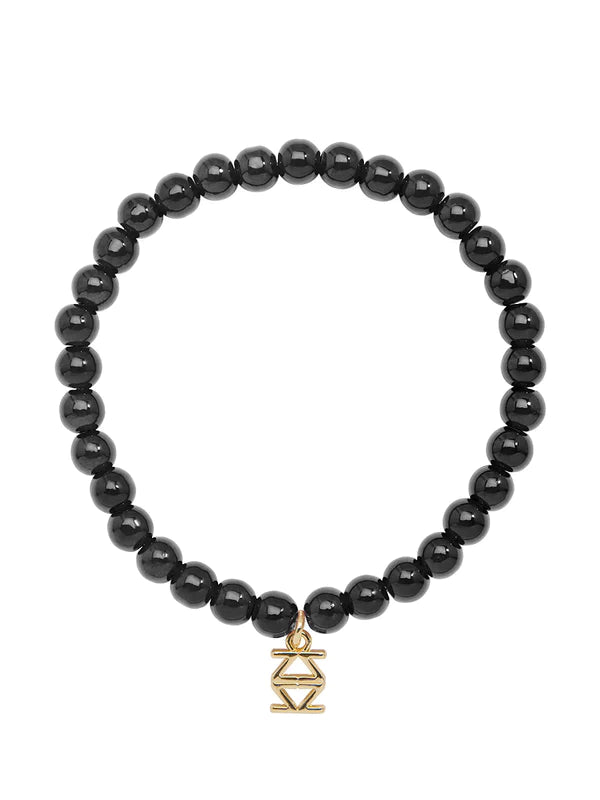 Small Glass Bead Stretch Bracelet in Black