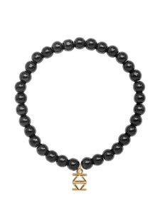 Small Glass Bead Stretch Bracelet in Black