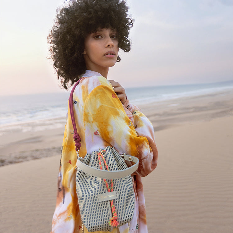 Bibi Perforated Calf Leather Bag in Cream