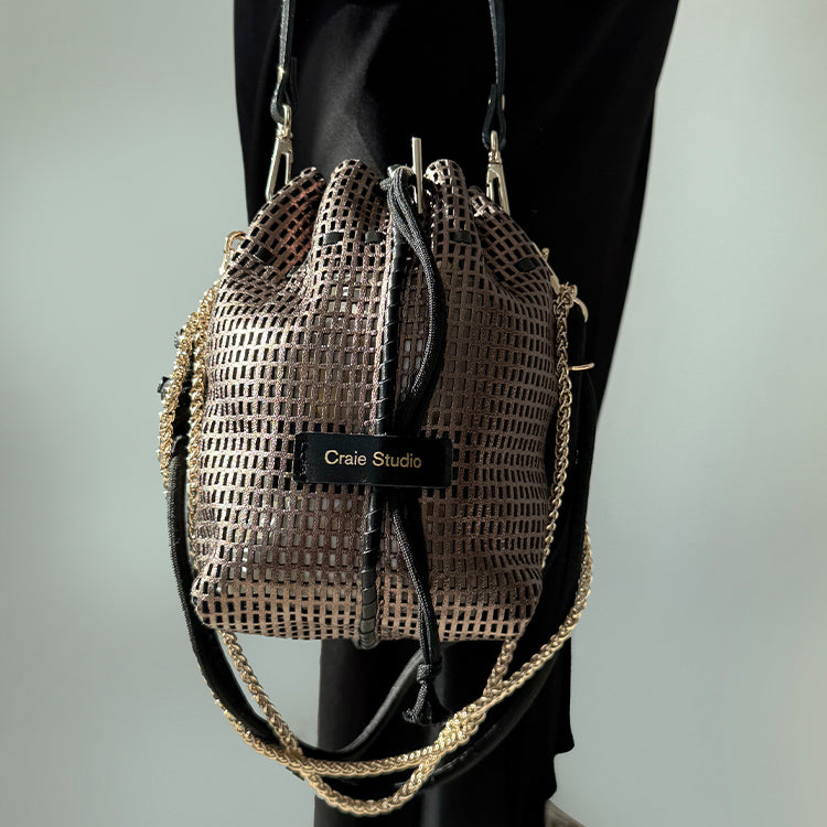 Bibi Perforated Lamb Leather Bag in Lunar