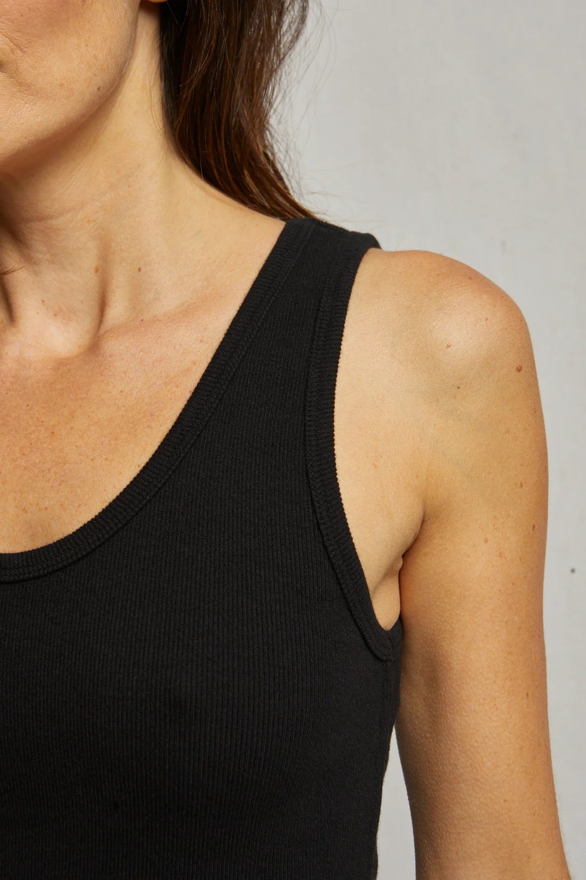 Blondie Rib Tank in True Black
