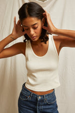 Load image into Gallery viewer, Blondie Rib Tank in Bright Ivory
