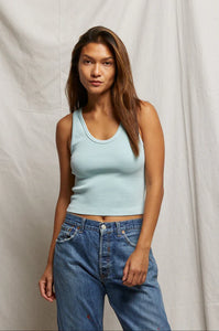 Blondie Rib Tank in Iced Aqua