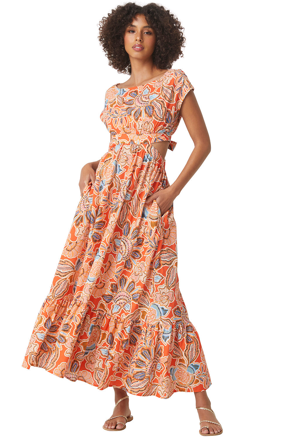 Dana Mae Dress in Tangerine Flora