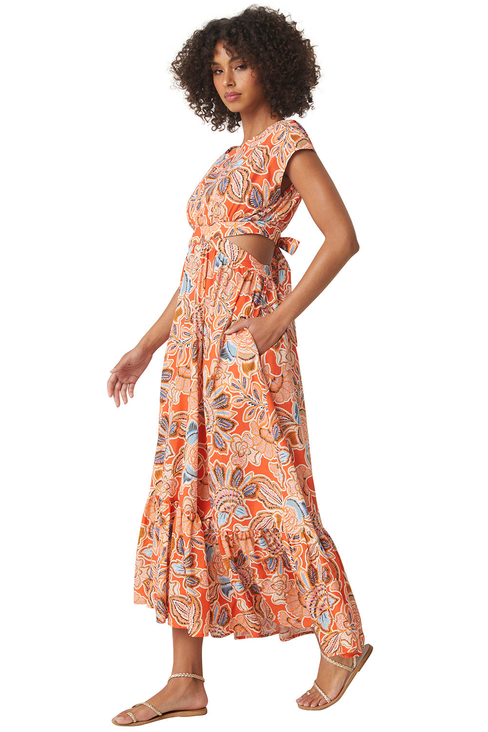 Dana Mae Dress in Tangerine Flora