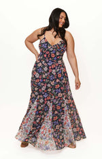 Load image into Gallery viewer, Belinna Dress in Navy Multi Tropical Garden
