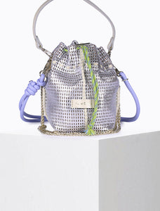 Bibi Perforated Lamb Leather Bag in Silver